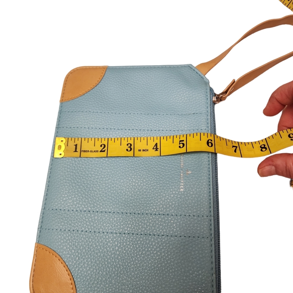 Globe Trotter Blue Leather Envelope Wristlet - Picture 8 of 10